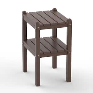 Brown Plastic Outdoor Double Side Table with Weather Resistant and Waterproof