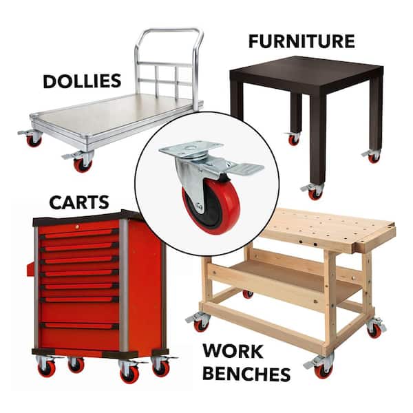 Everbilt 4 in. Red Polyurethane and Steel Swivel Plate Everbilt 4 in. Red Polyurethane and Steel Swivel Plate