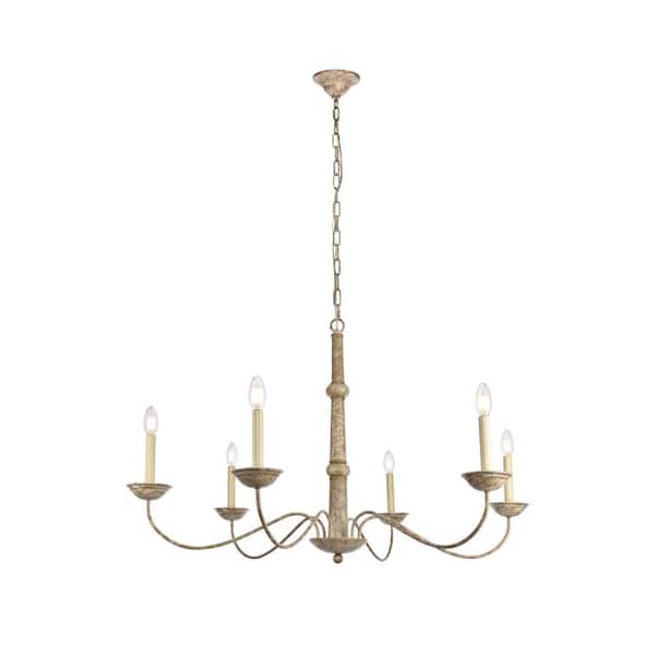 Unbranded 40 in. Home Living 6-Light Weathered Dove Chandelier with no Bulbs Included
