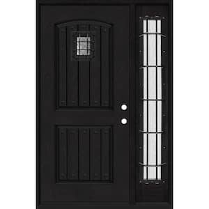 Regency 51 in. x 80 in. 2Panel Plank Cavalier Speakeasy LHIS Onyx Fiberglass Prehung Front Door w/Cavalier 12in.SL