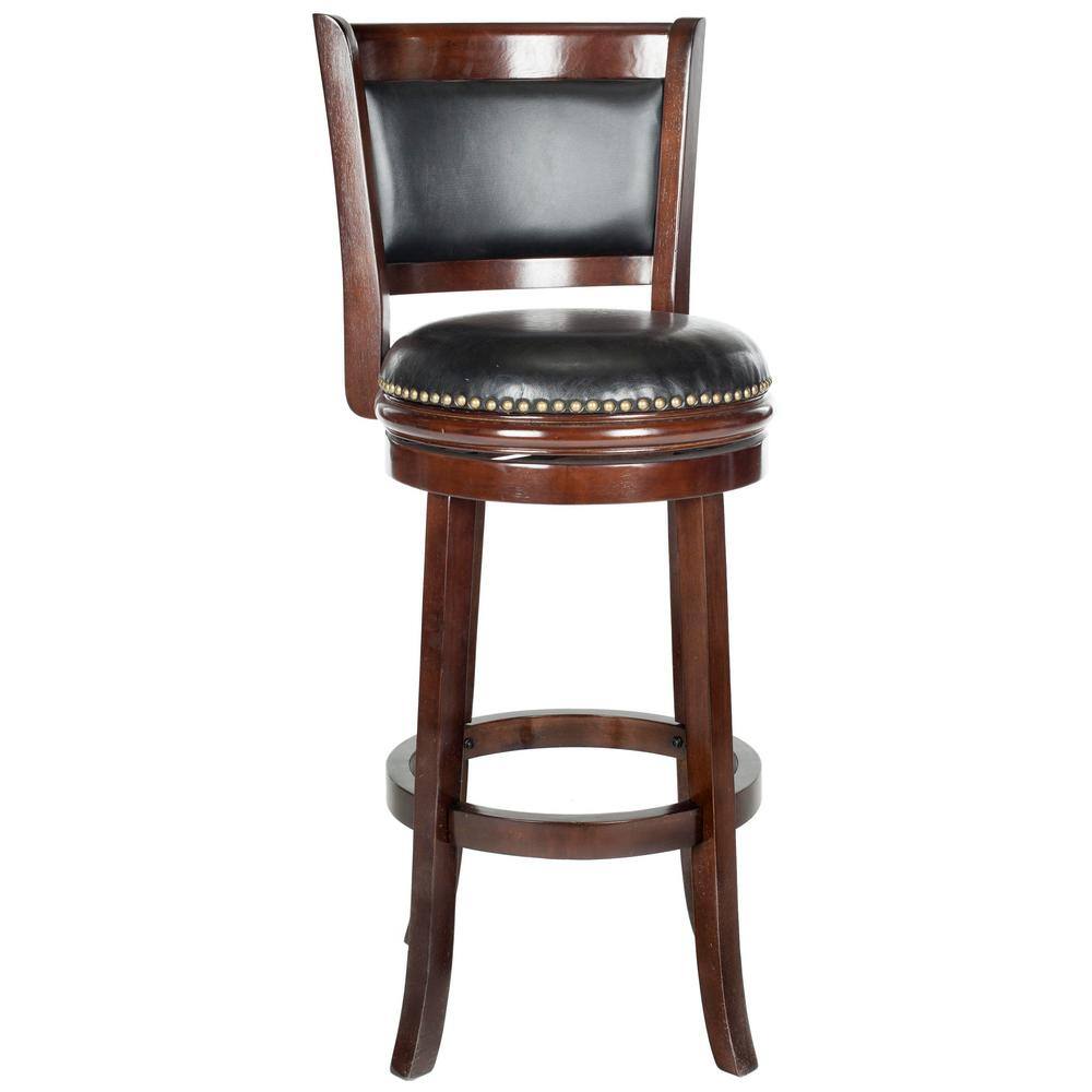 Cappuccino and Black Swivel Bar Stool with Leather Seat