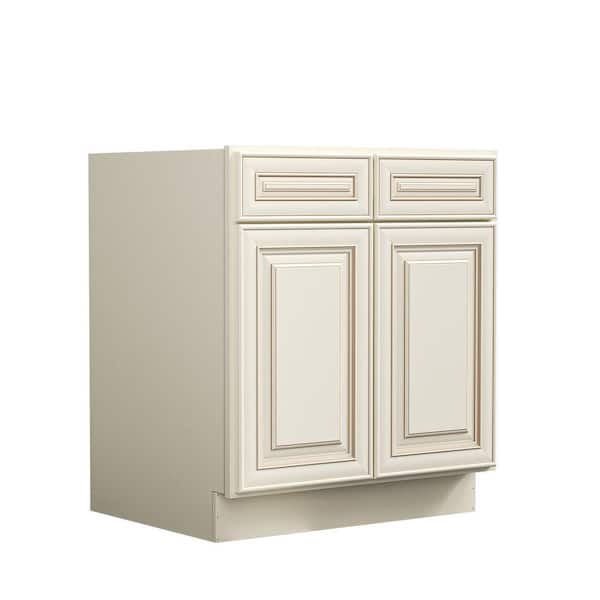 Hausvita 30 in. W x 24 in. D x 34.5 in. H in Traditional White Plywood Ready to Assemble Kitchen Base Cabinet