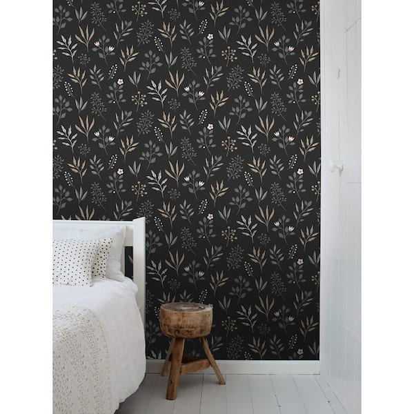 Cynara Charcoal Scandinavian Floral Wallpaper Sample