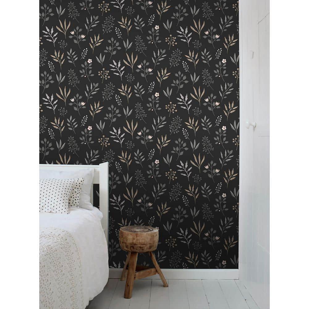 Cynara Charcoal Grey Scandinavian Floral Wallpaper