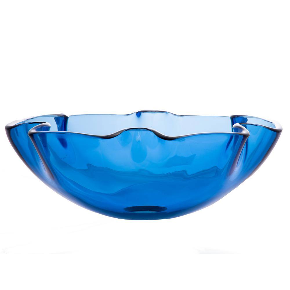 Eden Blue Wave Rim Tempered Glass Vessel Sink