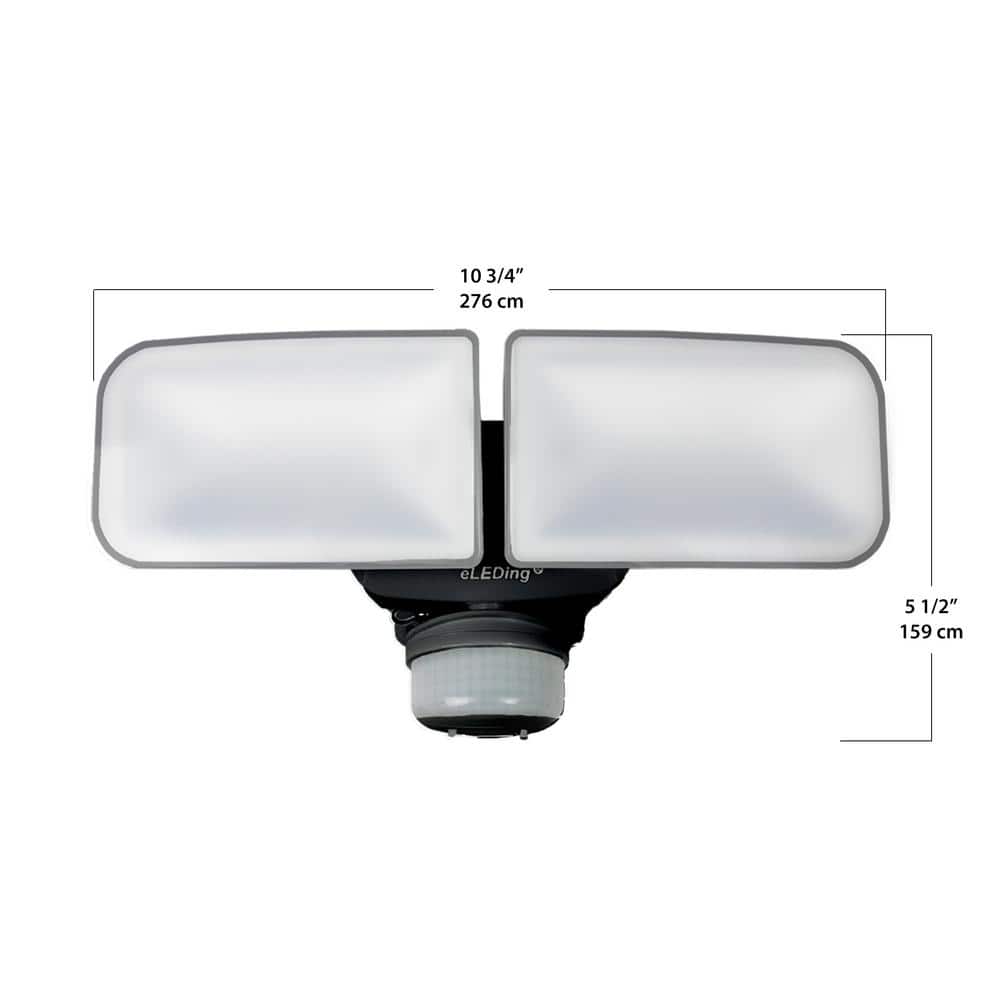 Black Solar Powered Dual Head Motion Activated LED Flood Light