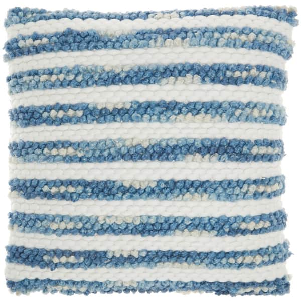 Mina Victory Lifestyles Navy Striped 20 in. x 20 in. Throw Pillow