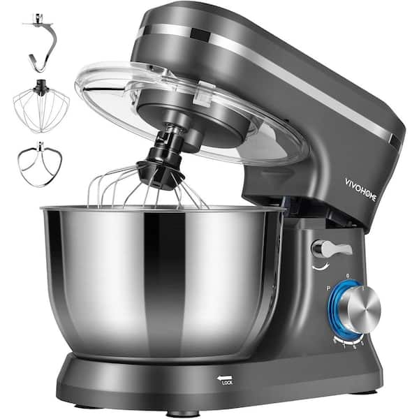 VIVOHOME 380-Watt 4.75 Qt. 8-Speed Gray Stainless Steel Stand Mixer