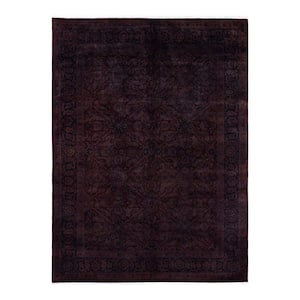 One-of-a-Kind Contemporary Brown 9 ft. x 12 ft. Hand Knotted Overdyed Area Rug