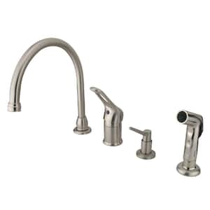 Wyndham Single-Handle Deck Mount Widespread Kitchen Faucets with Sprayer and Soap Dispenser in Brushed Nickel