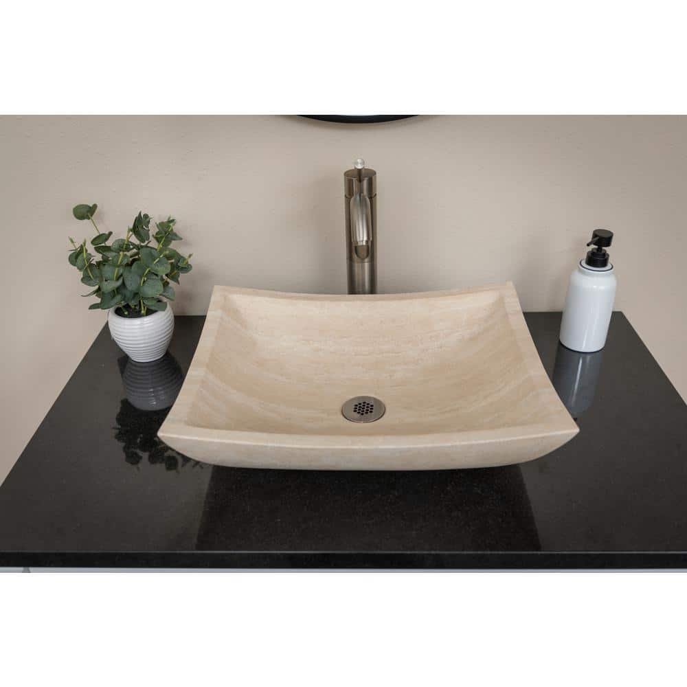 Eden Beige Stone Rectangular Bathroom Sink, 14.75''