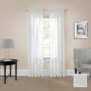 Victoria White Solid Polyester 118 in. W x 63 in. L Sheer Pair Rod Pocket Curtain Panel