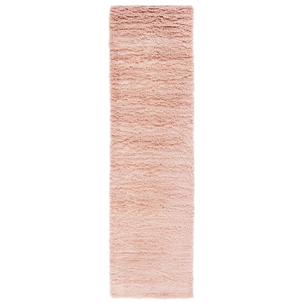 Casablanca 2 ft. x 9 ft. Pink Flokati Solid Color Runner Rug