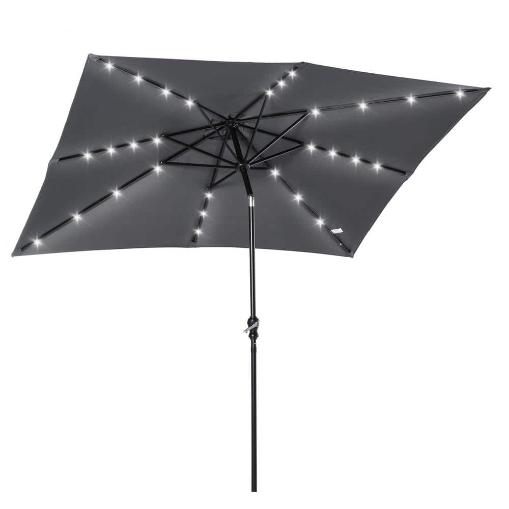 9 ft. Steel Market Solar Patio Umbrella,LED Lighted Outdoor Umbrella,with T