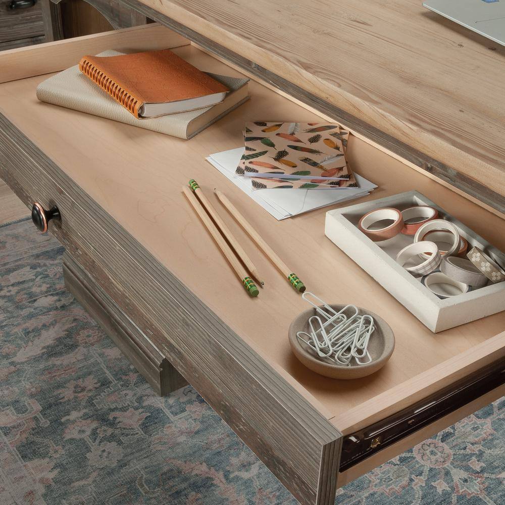 Pebble Pine Brown Executive Desk with Drawers and Filing Cabinet