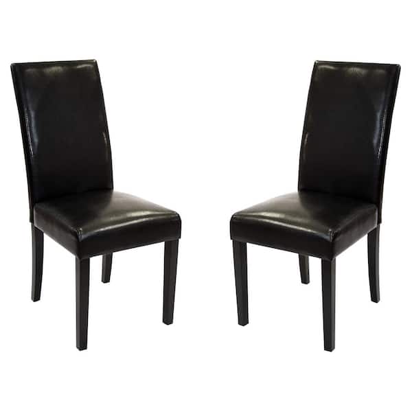 Armen Living Black Bonded Leather Side Chair Jorma (Set of 2)