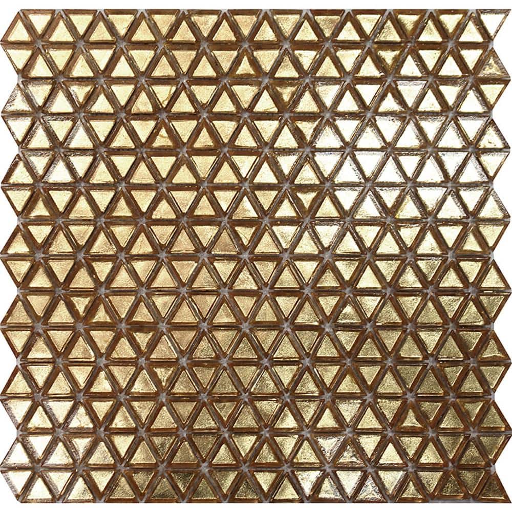 Majeste 12" x 12" Glossy Gold Glass Triangle Tile