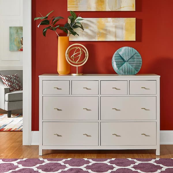 HomeSullivan 8-Drawer White Dresser 57.99 in. W x 17.71 in. D x 38.03 in. H