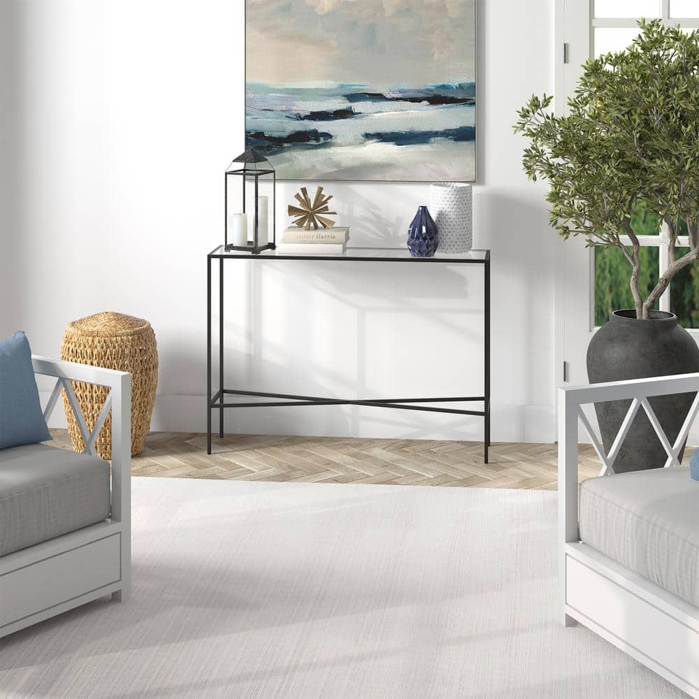 Henley 42" Blackened Bronze Metal & Glass Console Table