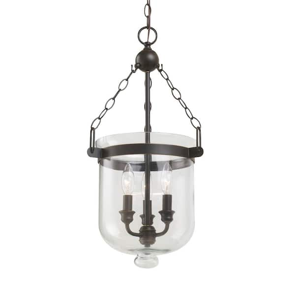 Generation Lighting Westminster 11.75 in. W 3-Light Autumn Bronze Hanging Pendant with Clear Glass