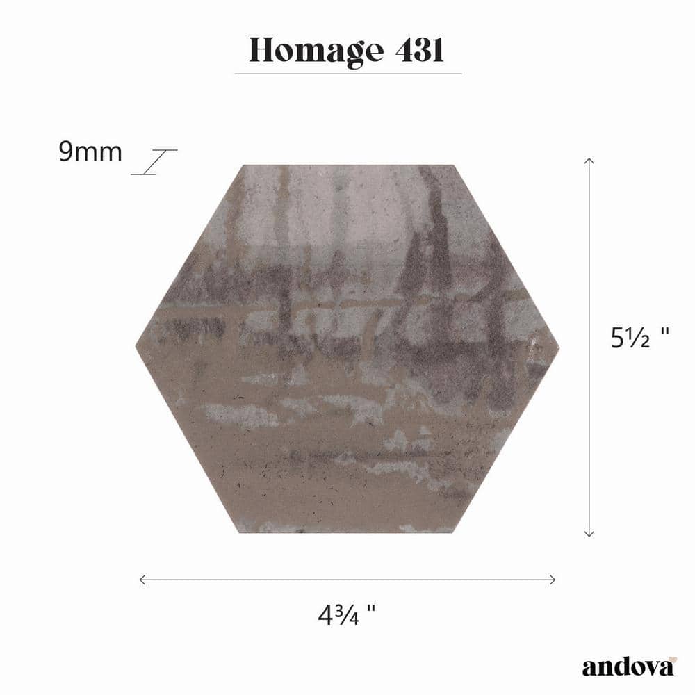 Homage 5" Brown Glazed Hexagonal Porcelain Tile