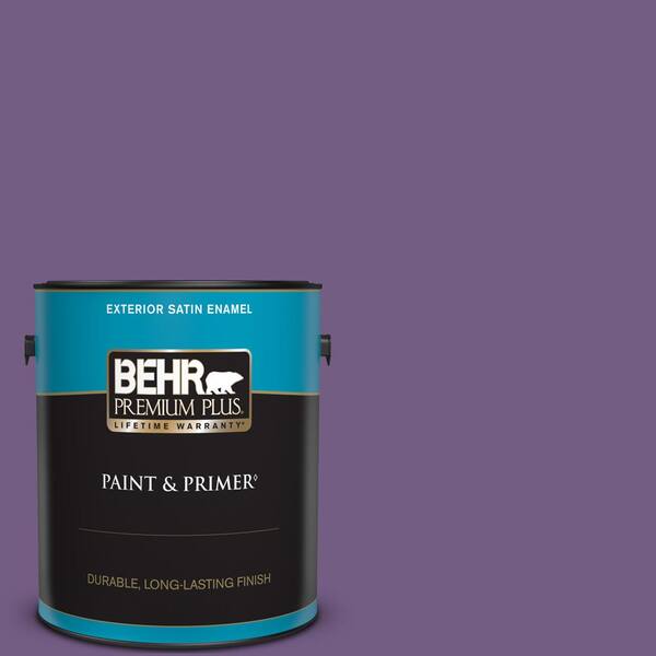 BEHR PREMIUM PLUS 1 gal. #650B-7 Mystical Purple Satin Enamel Exterior Paint & Primer