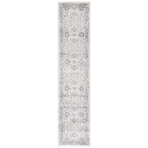 Tulum 2 ft. x 9 ft. Ivory/Gray Floral Oriental Runner Rug