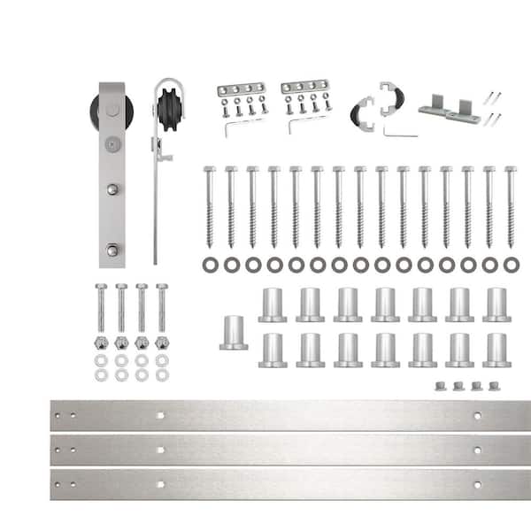 HOMACER 18 ft./216 in. Brushed Nickel Non-Bypass Sliding Barn Door Track and Hardware Kit for Single Door