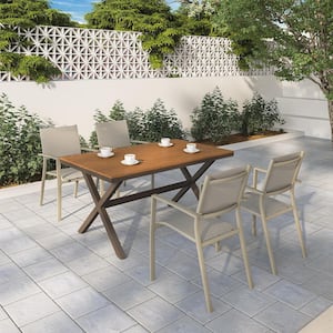 23.2 in. x 34.6 in. x 21.6 in. Khaki Outdoor and Patio Dining Chairs with Aluminum Material, Stacking (Set of 4)