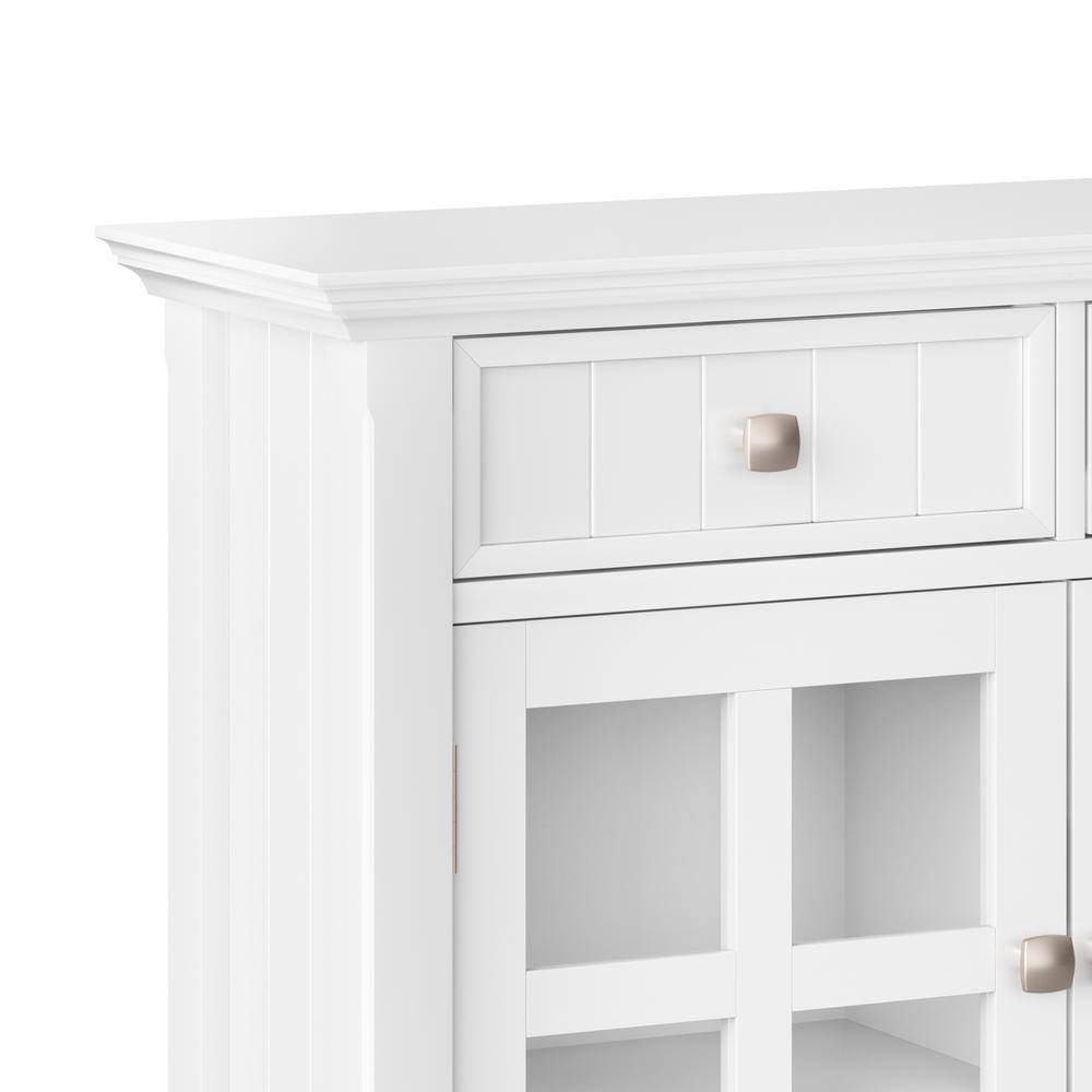 Simpli Home Acadian 36"W Solid Wood 2-Shelf Entryway Storage Cabinet with Glass Doors and 2 Drawers