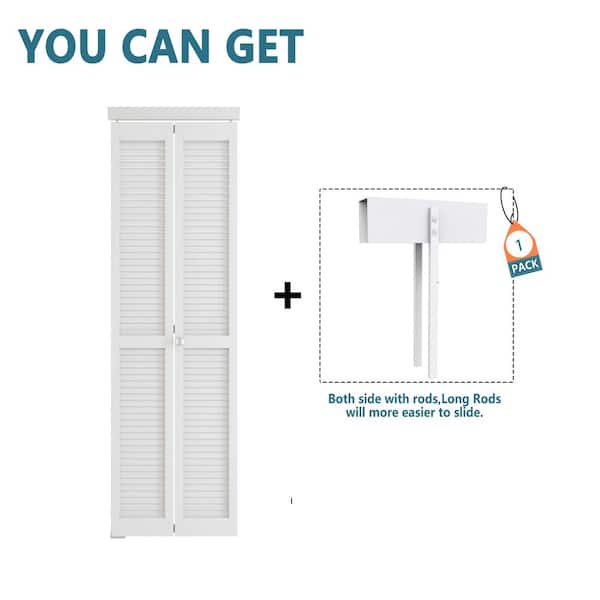 TENONER 30 in. x 80 in. Full-Panel Louver Solid Core White PVC