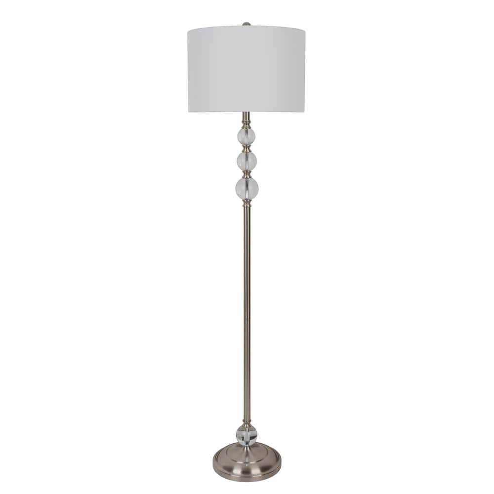 Decor Therapy Cassius 60 in. Polished Nickel Metal Floor Lamp with