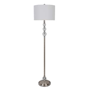 Cassius 60 in. Polished Nickel Metal Floor Lamp with Crystal Font