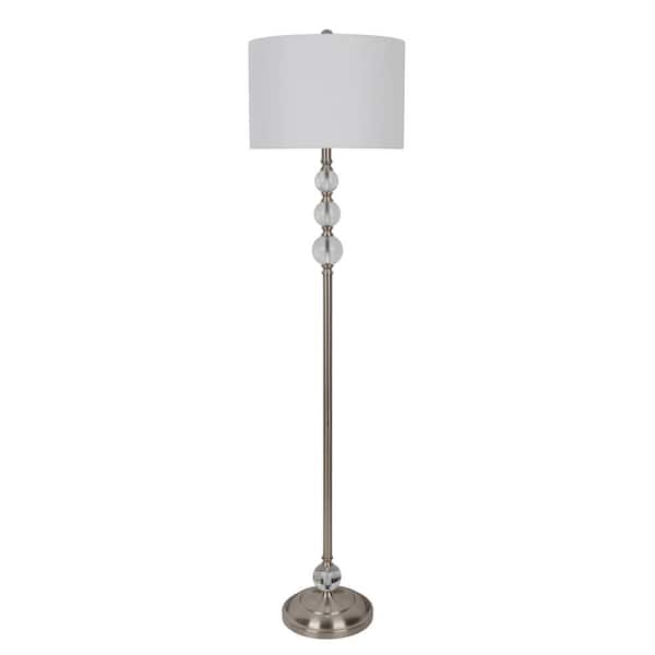 Decor Therapy Cassius 60 in. Polished Nickel Metal Floor Lamp with Crystal Font