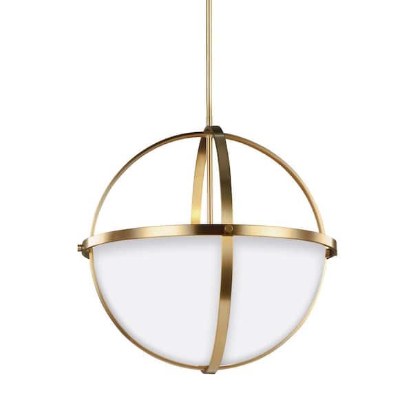 Generation Lighting Alturas 3-Light Satin Brass Pendant with LED Bulbs