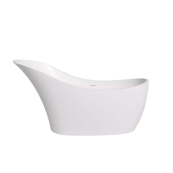66 in. x 29 in. Soaking Bathtub with Center Drain in White