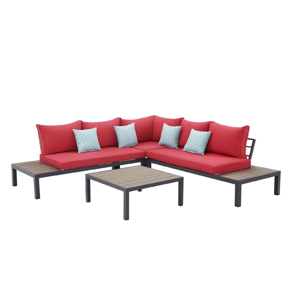 Afoxsos Grey Coated 4Piece Aluminum Outdoor Sectional Seating Group