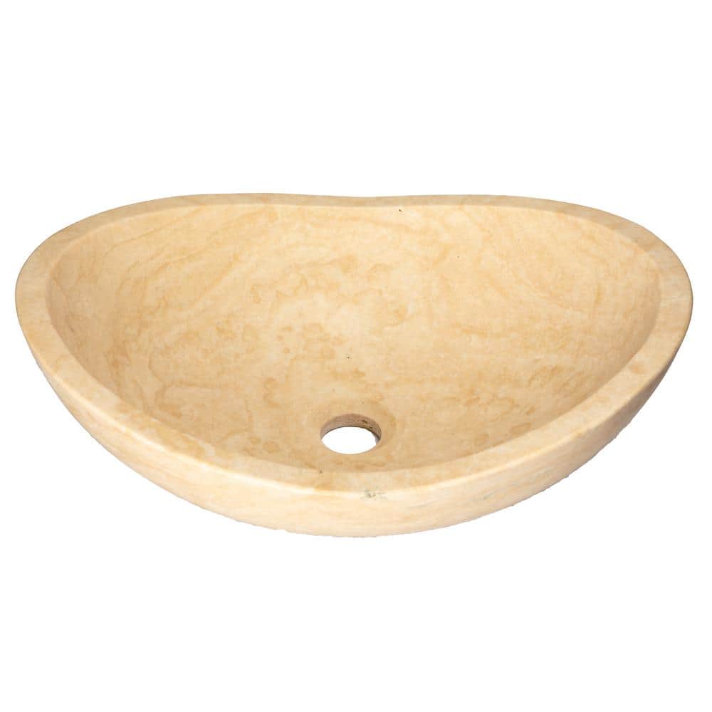 Beige Stone Canoe Shaped Bathroom Sink