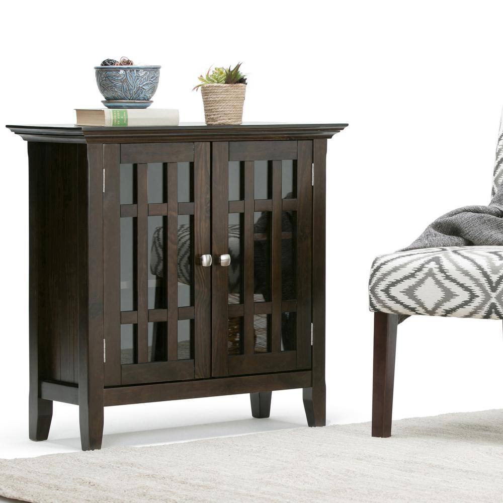 Bedford Dark Tobacco Brown Pine 32" Low Storage Cabinet