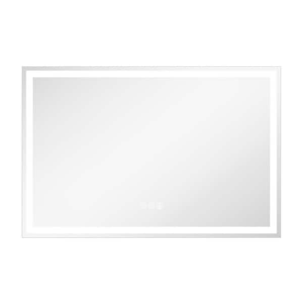 48 in. W x 32 in. H Rectangular Frameless LED Wall Bathroom Vanity Mirror, Tempered Glass