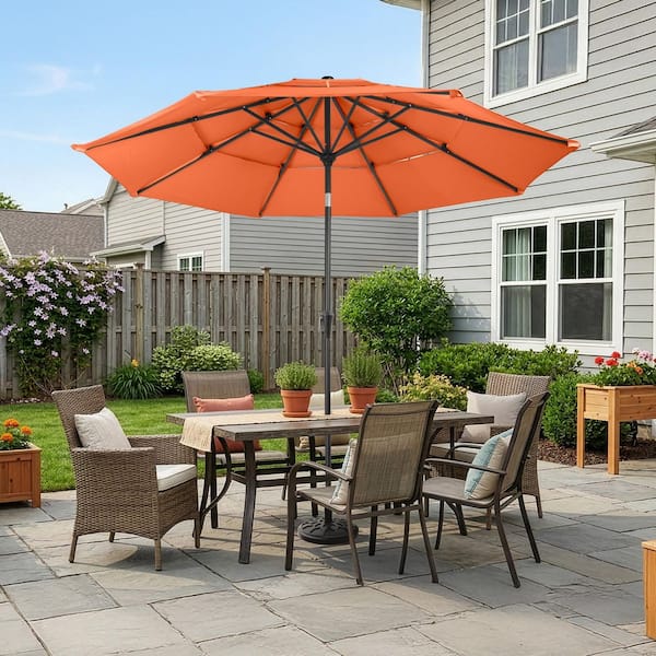 7.5 ft patio umbrella with crank and tilt multi colored Sonkuki 7.5 ft. Patio Market Crank and Tilt Umbrellas, Table Umbrellas,UV-Resistant Canopy in Lemon Green