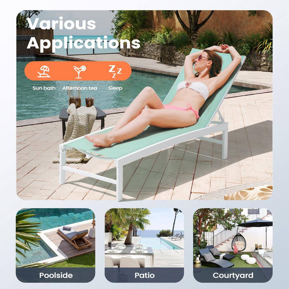 Adjustable Blue Aluminum Outdoor Chaise Lounge Chair