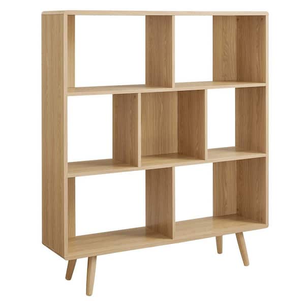 MODWAY Transmit 52.5 in. Tall Oak Particle Board 7-Shelf Bookcase