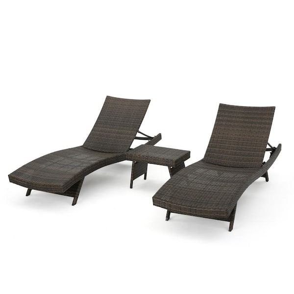 Thira Mixed Mocha 3-Piece Faux Rattan Patio Conversation Seating Set