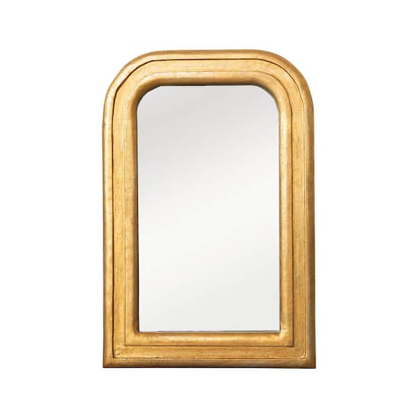 Storied Home 23.75 in. W x 35.5 in. H Mango Wood Framed Antique Gold Finish Wall Mirror