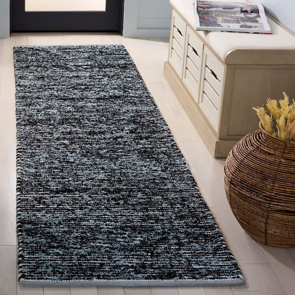 Cape Cod 2 ft. x 8 ft. Light Blue/Black Distressed Gradient Runner Rug