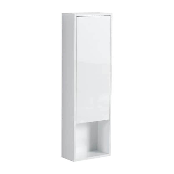 12 in. W x 38 in. H Rectangular Glossy White Medicine Cabinet without Mirror with Soft Close Doors and Float Mounting