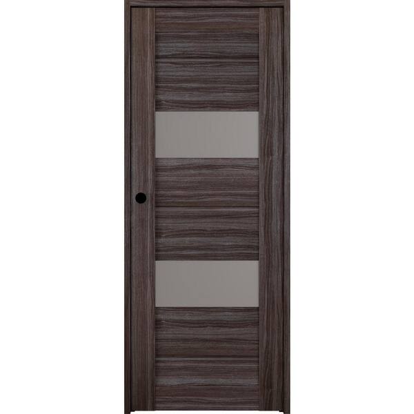 Belldinni 24 in. x 84 in. Vita Right-Hand Solid Core 2-Lite Frosted Glass Gray Oak Wood Composite Single Prehung Interior Door