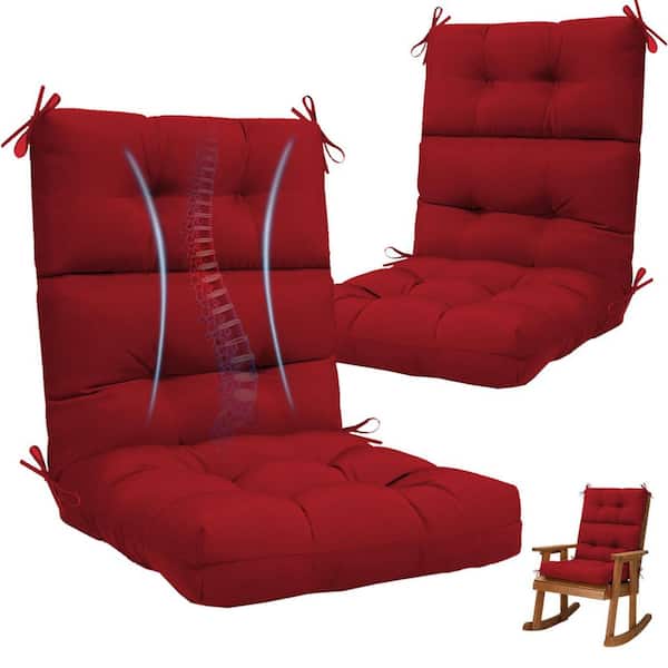 High Back Chair Cushions Set of 2,44 in. x 22 in. x 4 in. Thick Replacement Cushions for Outdoor Patio Red