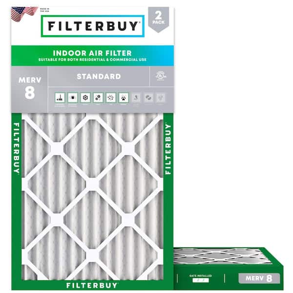 16 in. x 24 in. x 2 in. MERV 8 (FPR 5) Dust Defense Pleated HVAC AC Furnace Air Filters Replacement (2-Pack)
